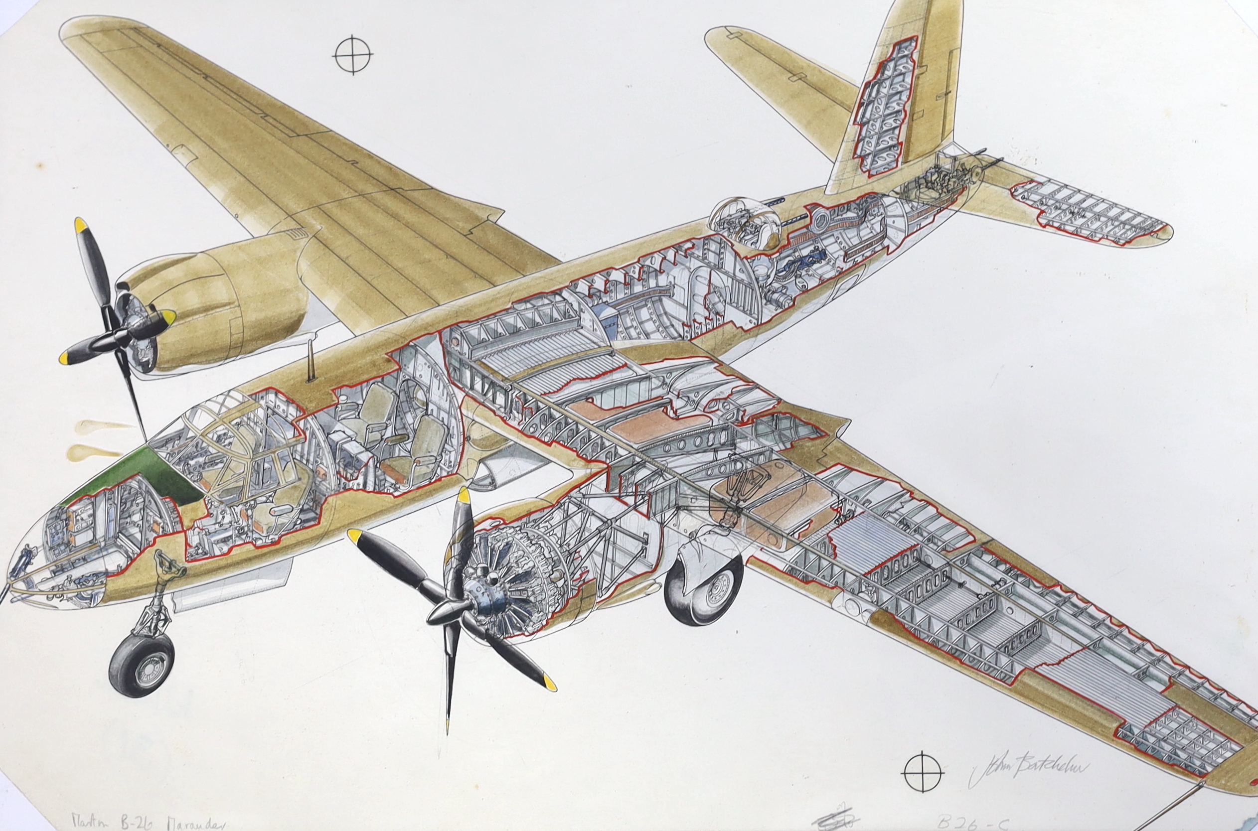 John Henry Batchelor MBE (1936-2019), Civil and military aviation including Spitfire IX, 611Sqd 1942, gouache and watercolour on paper (6), largest 49 x 33cm, Please note this lot attracts an additional import tax of 5%